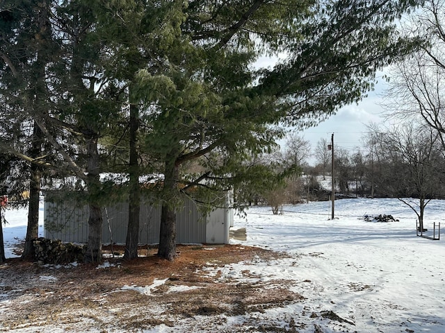 view of yard covered in snow