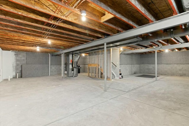 basement with heating unit