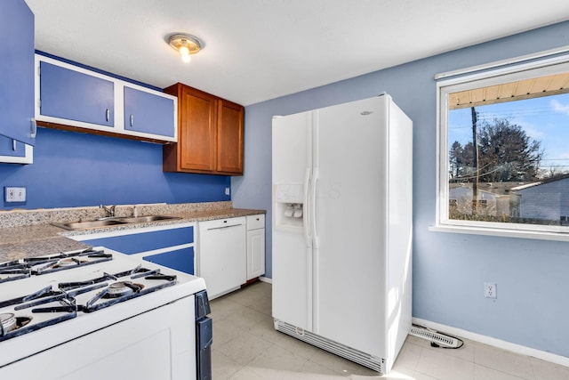 kitchen with sink and white appliances