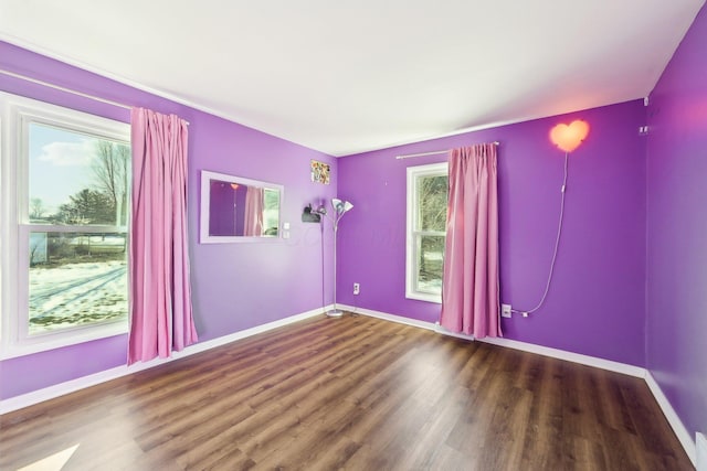 unfurnished room with wood-type flooring