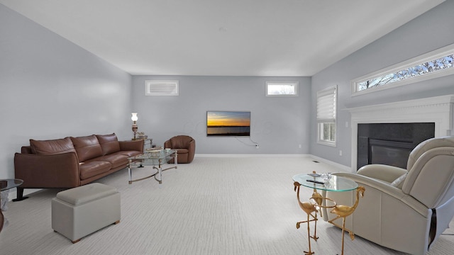 living room with carpet floors