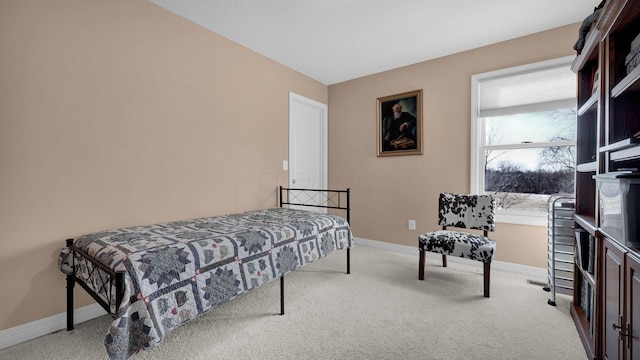 carpeted bedroom featuring multiple windows