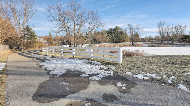 view of yard covered in snow