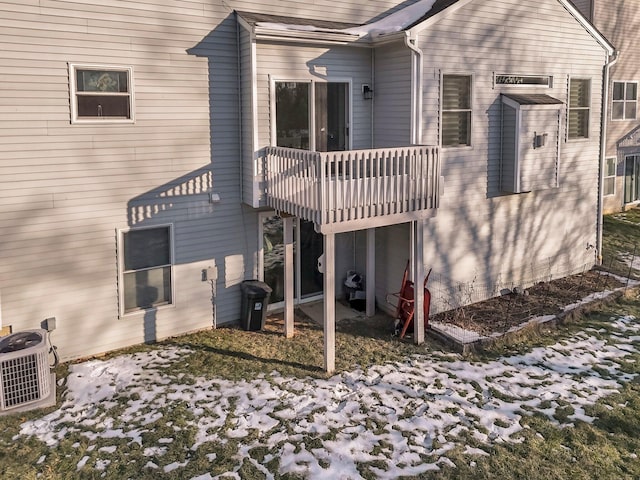 view of snow covered property