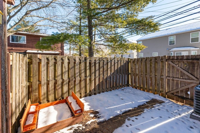 view of yard covered in snow