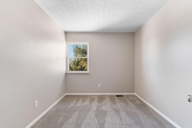 empty room featuring carpet and a textured ceiling