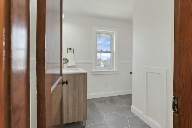 bathroom featuring vanity and tile patterned floors