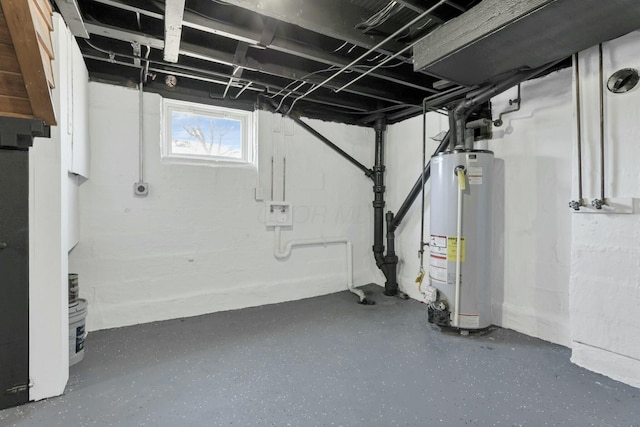 basement with water heater