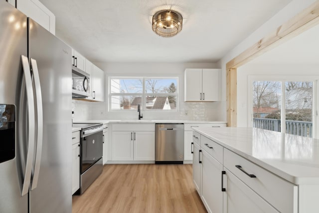 kitchen with white cabinetry, sink, and appliances with stainless steel finishes