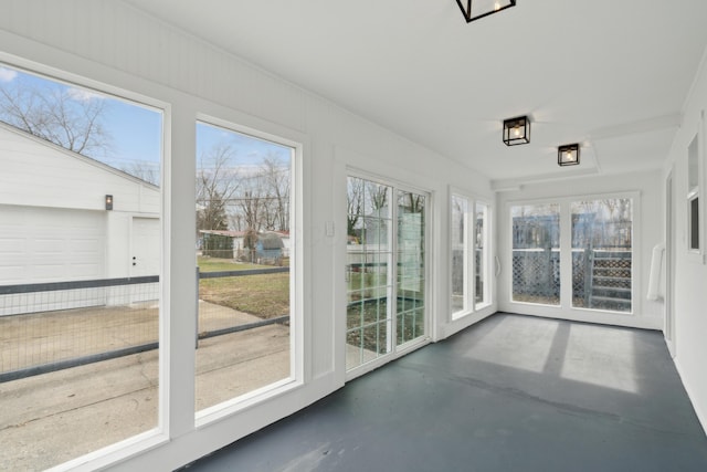 view of unfurnished sunroom