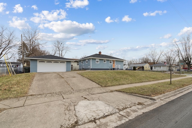 ranch-style home with a front lawn