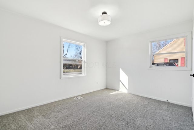 carpeted spare room with plenty of natural light