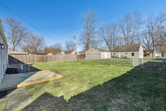 view of yard with a wooden deck