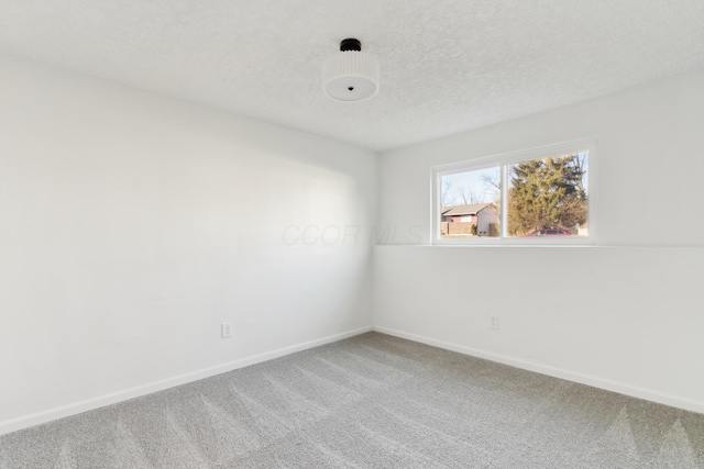 empty room with carpet floors and a textured ceiling