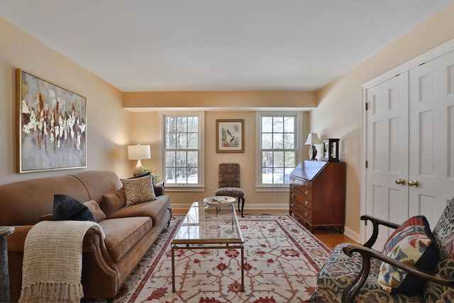 living room featuring light hardwood / wood-style floors