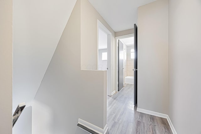 hallway featuring light wood-type flooring