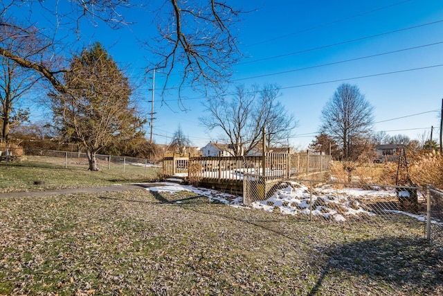 view of yard with a deck