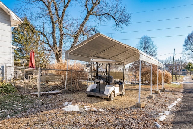 view of yard with a carport