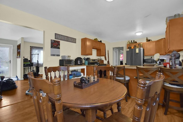 dining room with light hardwood / wood-style flooring