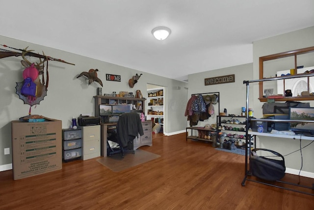 office space featuring dark hardwood / wood-style floors