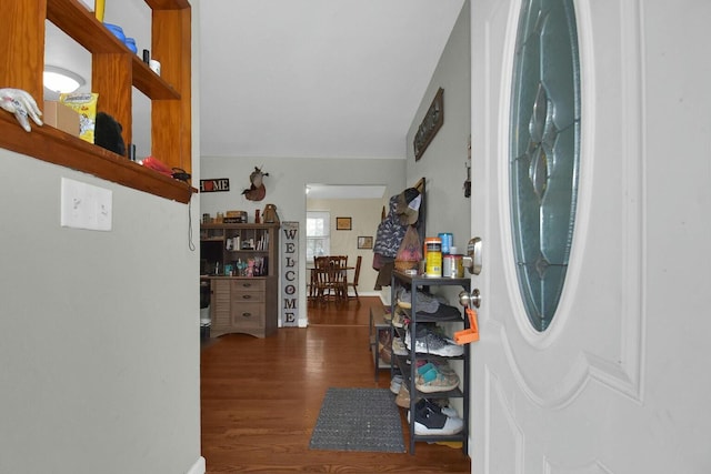 hall featuring dark hardwood / wood-style flooring