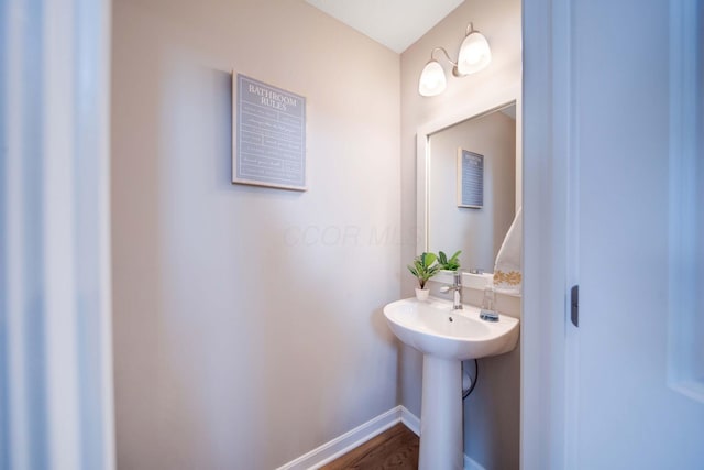 bathroom featuring wood-type flooring