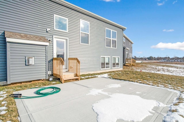 view of snow covered property