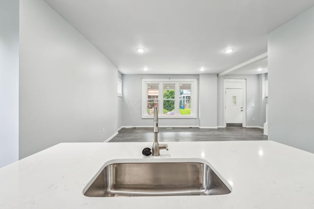 392 Morrison Ave, Columbus, OH 43205 - kitchen featuring a sink, recessed lighting, light countertops, and wood finished floors