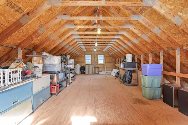 view of unfinished attic