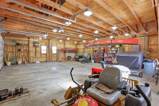 garage with a garage door opener