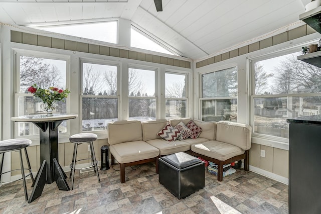 sunroom / solarium with lofted ceiling