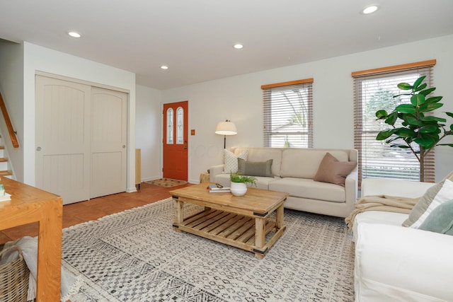 view of tiled living room