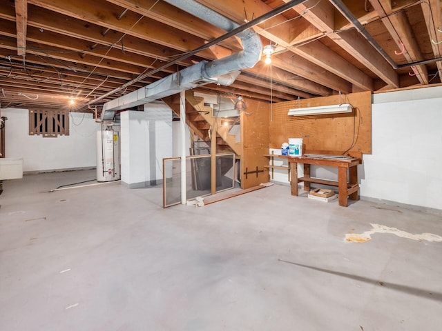 basement with gas water heater