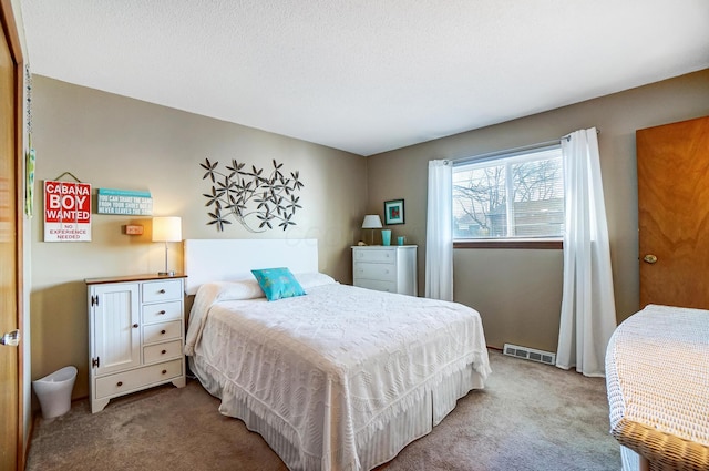 bedroom with light carpet