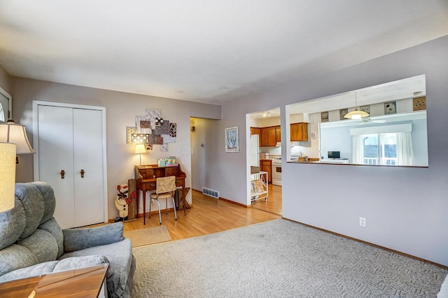 living room featuring light hardwood / wood-style floors