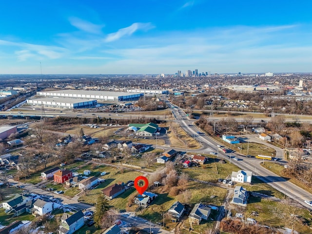 drone / aerial view with a view of city