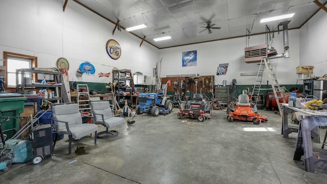 garage featuring a workshop area