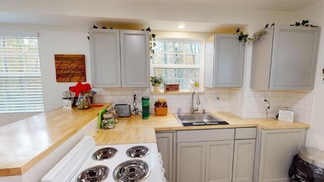 kitchen with tasteful backsplash, sink, and a wealth of natural light