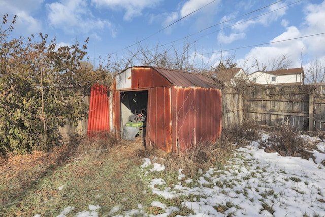 view of snow covered structure