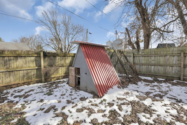 view of snow covered structure