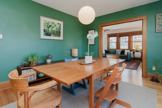 dining space featuring light hardwood / wood-style floors