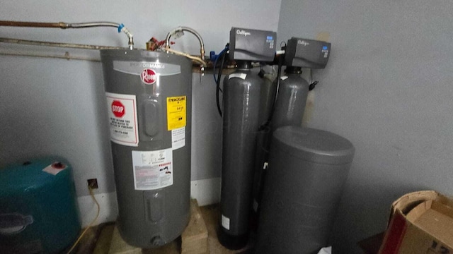 utility room featuring water heater