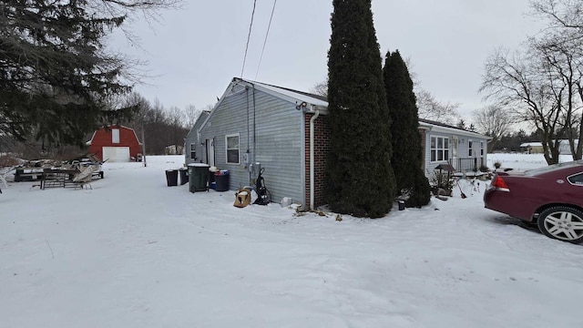 view of snow covered property