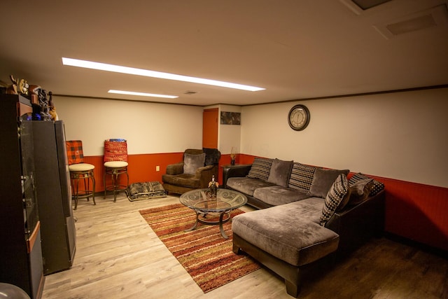 living room with light wood-type flooring