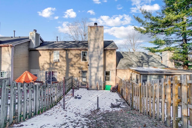 view of snow covered property