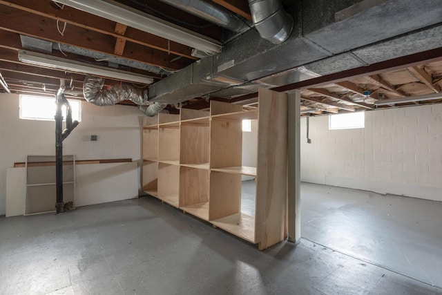 basement featuring tile patterned floors