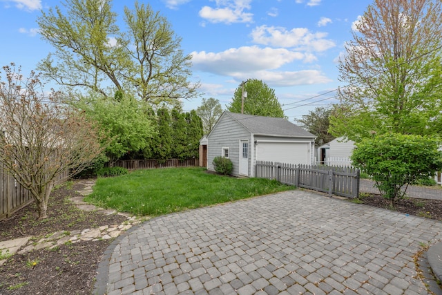 garage with fence