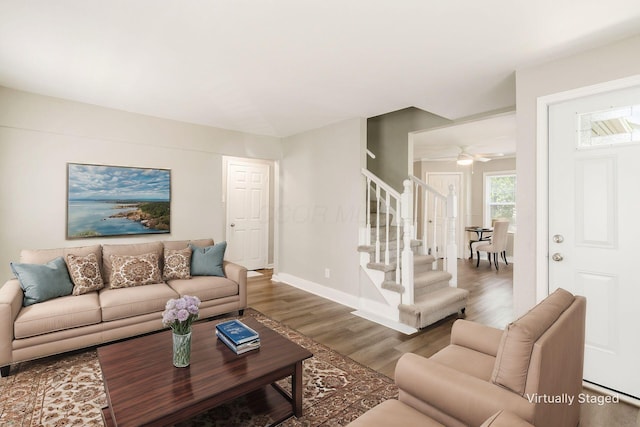 living room featuring hardwood / wood-style floors