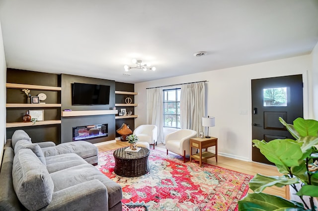 living room with light wood-type flooring