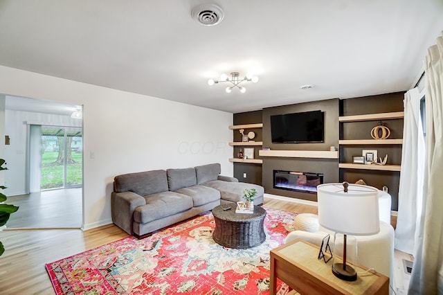 living room with light wood-type flooring